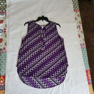 Dana Buchman Purple Sleeveless Buttoned Tank Top